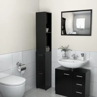 Obrázok produktu pre vidaXL Kúpeľňová skrinka čierna 25x26,5x170 cm Materiál drevo