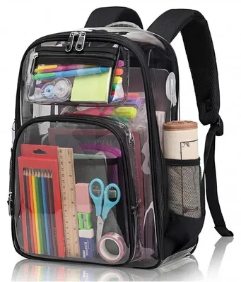 Produktbild von Durchsichtiger Rucksack Transparent PVC Wasserdicht Schulrucksack Große Kapazität 43x31x15cm