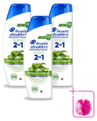 Imagen del producto de 3 unidades de champú 2 en 1 anti-caspa Head & Shoulders para cuero cabelludo sensible - 300 ml - Paquete ahorro
