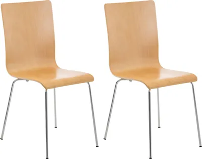 Produktbild von CLP 2er Set Besucherstuhl Pepe mit Holzsitz und Metallgestell natur