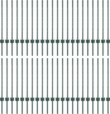 Image de vidaXL Poteaux de clôture à enfoncer, 44 pièces, vert, 120 cm