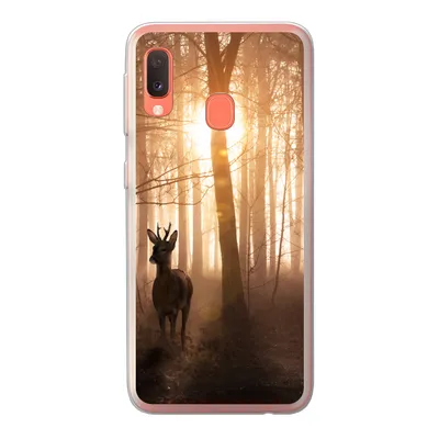 Produktbild von MuchoWow® Handyhülle Schutzhülle Hülle für Samsung Galaxy A20e Wald - Hirsche - Sonne - Bäume - Winter - Natur - Tiere Silikon Softcase Handy Hülle - Abdeckung