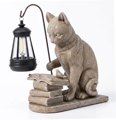 Produktbild von Solarbetriebene Gartenfigur Katze mit Laterne