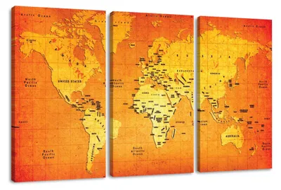 Obrázek produktu pro Obraz na plátně Mapa světa 3-dílný 160x90 cm