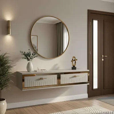 Obrázok produktu pre Skye Decor, kvalitná komoda (kód výrobku) v bielej a zlatej farbe, 120 cm, moderný štýl