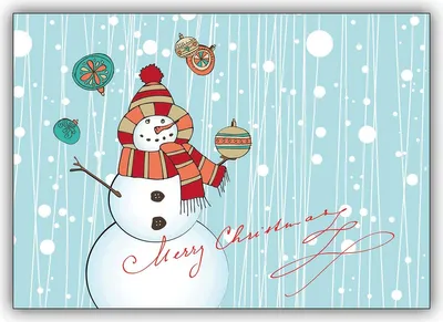 Produktbild von Fröhliche Weihnachtskarte mit Schneemann im Schneegestöber