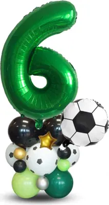 Produktbild von Fußball-Zahlenballons, 25 Stück, für Jungen zum 6. Geburtstag, Helium-Digitalballons, Stapeldekoration für Fußballfans, Sport-Weltmeisterschaft