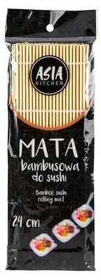 A product package for a bamboo sushi rolling mat.