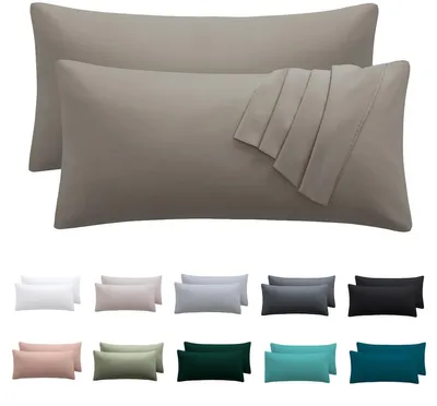 Produktbild von Kissenbezug 40 x 70 cm, 2er-Set – Kissenbezug 40 x 70 cm, taupe, 100 % Mikrofaser, mit Reißverschluss, weich und knitterfrei