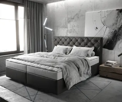 Produktbild von DELIFE Boxspringbett Dream-Great 180x200 cm Mikrofaser Anthrazit mit Matratze und Topper