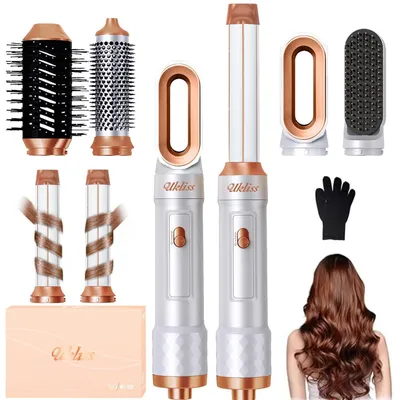 Produktbild von Hairstyler 6 in 1 Set mit 1000W Haartrockner, Lockenbürste, Warmluftbürste, Multistyler Weiß
