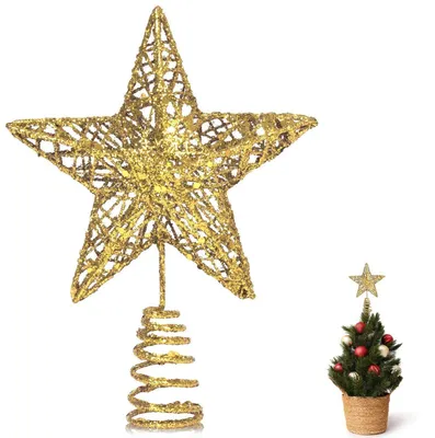 Image de Étoile dorée pour le sommet du sapin de Noël, 15 x 12 cm