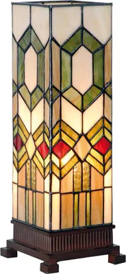 Productafbeelding van Clayre & Eef Tiffany tafellamp, 12x35 cm, groen, bruin glas