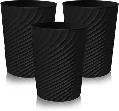 Image de Ibenzoa® : Lot de 3 poubelles compactes en PP renforcé – 8 litres (Ø 19 × H 25 cm), poubelles polyvalentes pour la salle de bain, le bureau et le salon
