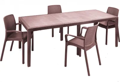 Produktbild von Dmora Set Gartenmöbel Braun für 4 Personen, 1 Tisch