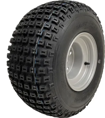 Produktbild von 18x9.50-8 Noppenreifen auf vier Spikes 100mm PCD Felge - ATV Quad Rad 18 9.50 8