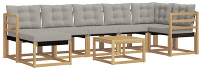 Produktbild von vidaXL Outdoor-Sofagarnitur mit Kissen 8 pcs Weiß und Hellgrau