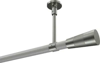 Produktbild von Interdeco Gardinenstange / Vorhangstange Weiß / Edelstahl-Optik, Typ Sonette Tanara (Konus Bicolor) ohne Ringe, Deckenmontage, 20 mm Ø 1-läufig, 360 cm