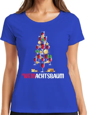 Produktbild von Weinachtsbaum Weintrinker - Weihnachten Weihnachtsgeschenk Christmas Damen T-Shirt, Blau, S