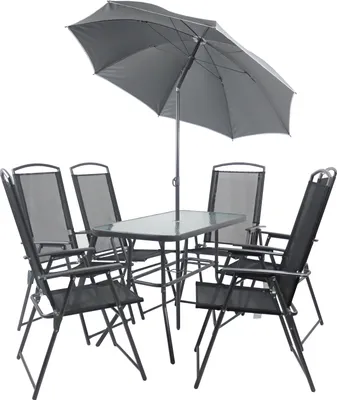 Produktbild von VCM 7-tlg Gartenmöbel Set | Sitzgruppe Essgruppe | 1x Tisch, 6x Stühle | Tisch Maße ca. H. 70 x B. 110 x T. 55 cm | Hochlehner Set 110