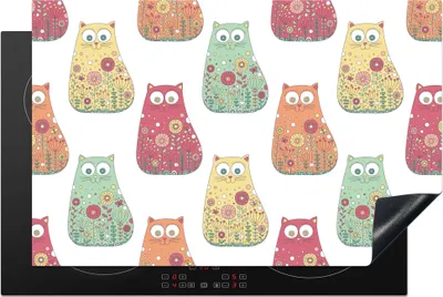 Produktbild von KitchenYeah© Herdabdeckplatte Mädchen - Katze - Blumen - Muster - Mädchen - Kinder - Kinder , 81x52cm, Küche Deko, Glaskeramikkochfeld Herdabdeckung, Abdeckplatte fùr Kochfeld