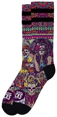 Produktbild von American Socks Día De Los Muertos Coolmax (Polyesterfasern) Half Lange Socken Rosa EU 36-41 Rosa EU 36-41