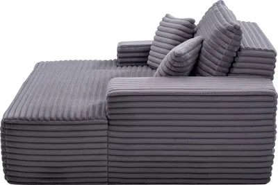 Zdjęcie produktu dla SucceBuy szezlong rozkładany 138 cm, tapicerowana sofa rozkładana z poduszkami i podłokietnikami, sofa rozkładana z wygodnym siedziskiem do salonu i sypialni, fotel wypoczynkowy wykonany z elastycznej pianki