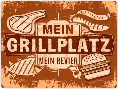 Produktbild von Grillplatz Vintage Metallschild XL in 21x28 cm - Mein Revier