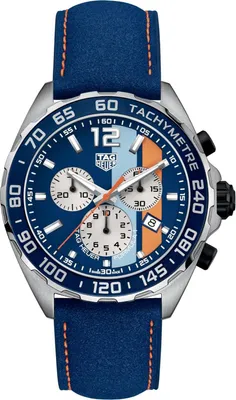 Zdjęcie produktu dla Zegarek męski Tag Heuer Formula 1 Gulf Special Edition, chronograf, srebrno-niebieski, CAZ101N.FC8243
