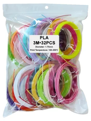 Zdjęcie produktu dla Włóknina do drukarki 3D, PLA, średnica 1,75 mm, długość 320 stóp (około 97 metrów), 32 kolory