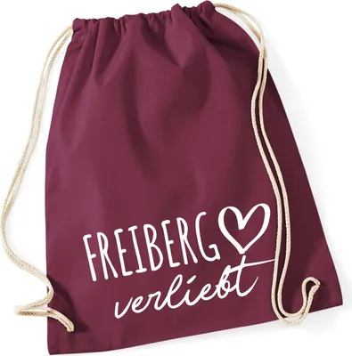 Produktbild von Huuraa Turnbeutel Freiberg verliebt 12 Liter Burgundy Baumwolle Rucksack Geschenkidee