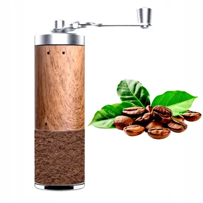 Zdjęcie produktu dla Ręczny młynek do mielenia kawy ziarnistej kawa srebrno-brązowy ceramiczny duży