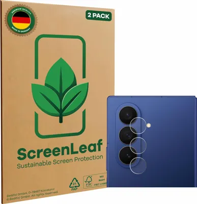 Produktbild von 2x ScreenLeaf Schutzfolie für Samsung Galaxy Z Fold 7 (NUR Kameraschutz) nachhaltiger Displayschutz Display Schutz Folie Klar Transparent