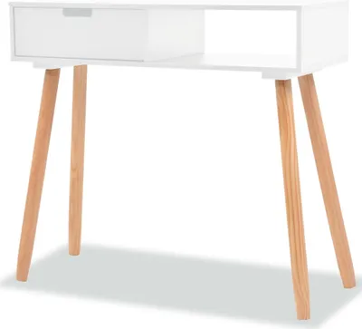 Image de Table console Bois de pin massif 80 x 30 x 72 cm Blanc