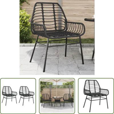 Produktbild von The Living Store Gartenstühle 2 Stk. Schwarz Poly Rattan