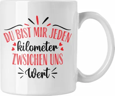 Produktbild von Trendation -  Fernbeziehung Geschenk für Ihn Sie Tasse mit Spruch Valentinstag Geburtstag Geschenk Freund (Weiß)