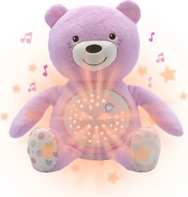 Produktbild von Chicco Baby Br Nachtlicht Projektor Farbwechsel 30 Min. Musik Plsch Teddybr Babyspielzeug rosa 17 5