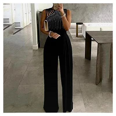 Produktbild von Damen Jumpsuit mit eleganter Spitze und weitem Bein