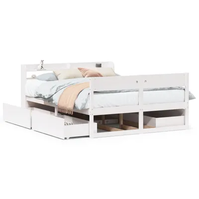 Obrázek produktu pro Postel bez matrace bílá 140 x 190 cm masivní borovice
