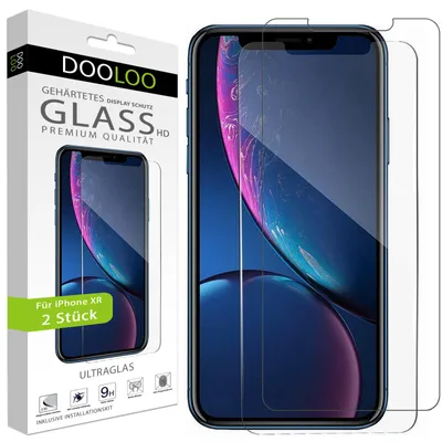 Produktbild von 2x iPhone XR Panzerglas Panzerfolie Schutzglasfolie Displayschutzglas Echt Glas Schutz Folie Display Glasfolie 9H