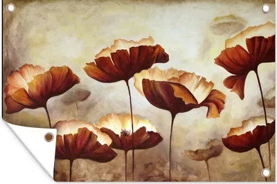 Produktbild von MuchoWow® 90x60 cm Outdoor-Poster Gartendeko Sichtschutz Garten Poster für den Garten  Malerei - Blumen - Ölfarbe - Pflanzen