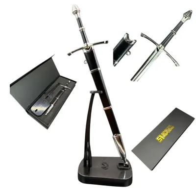 Image de Mini coupe-papier Epée Ranger inspirée du Seigneur des Anneaux - métal - support & boîte cadeau - 22 cm KW1122