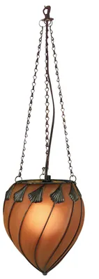 Produktbild von Pendelleuchten - Glas-Pendelleuchte "Orient", Hängelampe aus Metall und Glas in orange, E27-Fassung