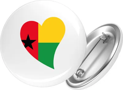 Produktbild von Huuraa Button Guinea-Bissau Flagge Herz 25mm rund mit Sicherheitsnadel Ansteckbutton Geschenkidee