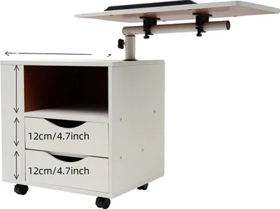 Produktbild von Nachttisch, höhenverstellbar, effiziente Aufbewahrungslösungen, WEISS