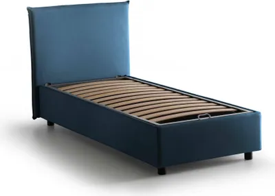 Produktbild von Einzelbett Dbasell, Containerbett mit Stoffbespannung, 100%  Italy, Frontöffnung, passend für Matratze Cm 90x200, Blau