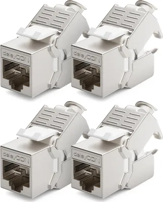 Produktbild von deleyCON 4x CAT6a Keystone Jack Modul Patchkabel Netzwerkkabel Verbinder STP Schirmung RJ45 Buchse Netzwerk Dose Patchpanel Keystonehalterung Erweiterung
