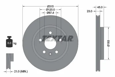 Obrázek produktu pro 2 zadní brzdové kotouče Textar pro Opel Insignia