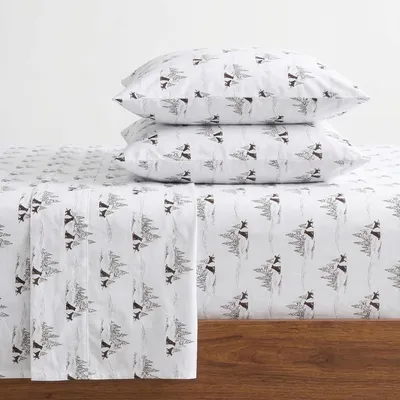 Productafbeelding van Bauer - Queen Lakens, Katoenen Flanel Beddengoed, Geborsteld voor Extra Zachtheid, Gezellig Woondecor (Dog Friends White, Queen)