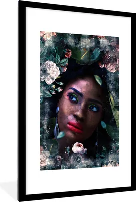Produktbild von MuchoWow® MuchoWow® Gerahmtes Poster Frau - Abstrakt - Farben 60x90 cm - Poster mit zchwarzem Bilderrahmen - Dekoration - Wandposter Wohnzimmer - Hochwertig